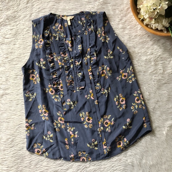 Rebecca Taylor Tops - Rebecca Taylor Blue Floral Silk Blouse